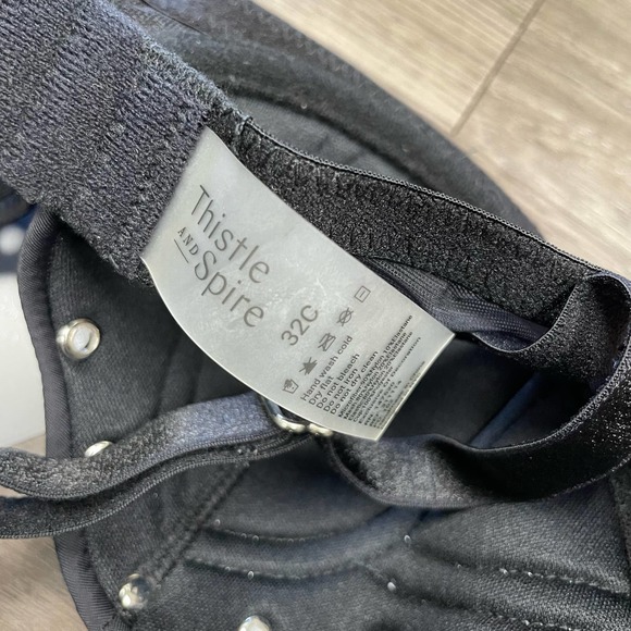 Thistle and Spire Carina Black Lingerie Bra Women's 32C Studded Balconette NWT - Picture 7 of 10